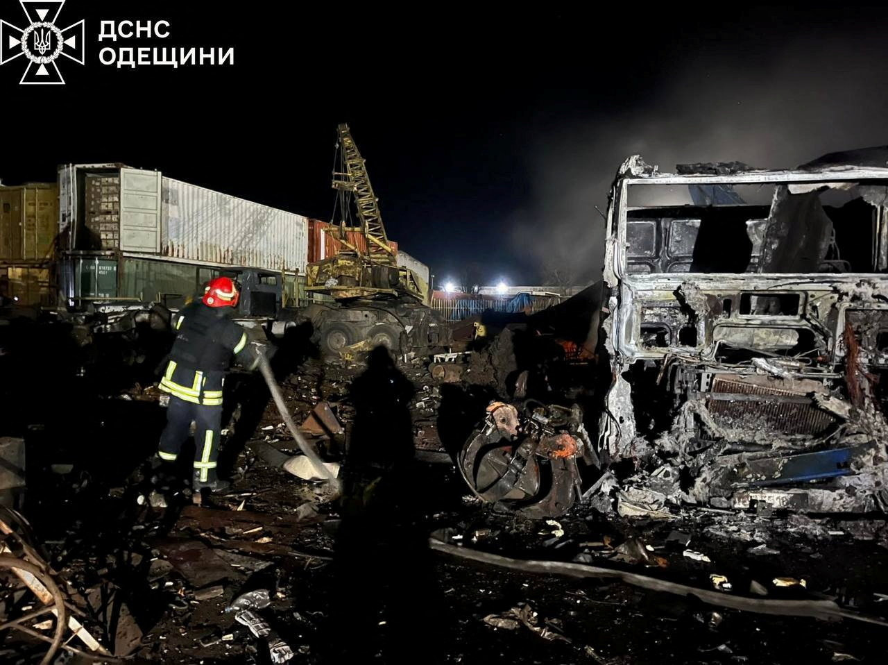 Aftermath of a Russian drone attack in Odesaa region