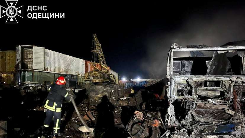 Aftermath of a Russian drone attack in Odesaa region