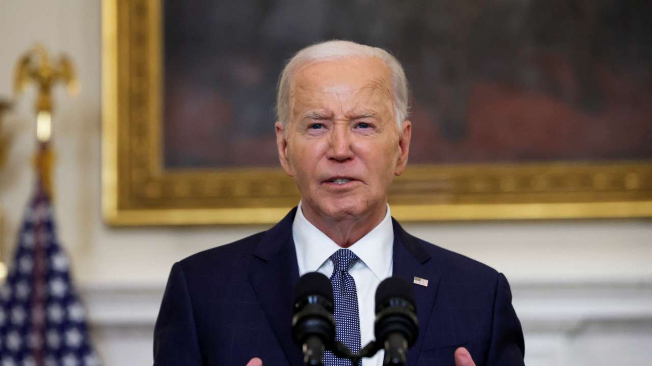 U.S. President Joe Biden delivers remarks on the Middle East at the White House in Washington