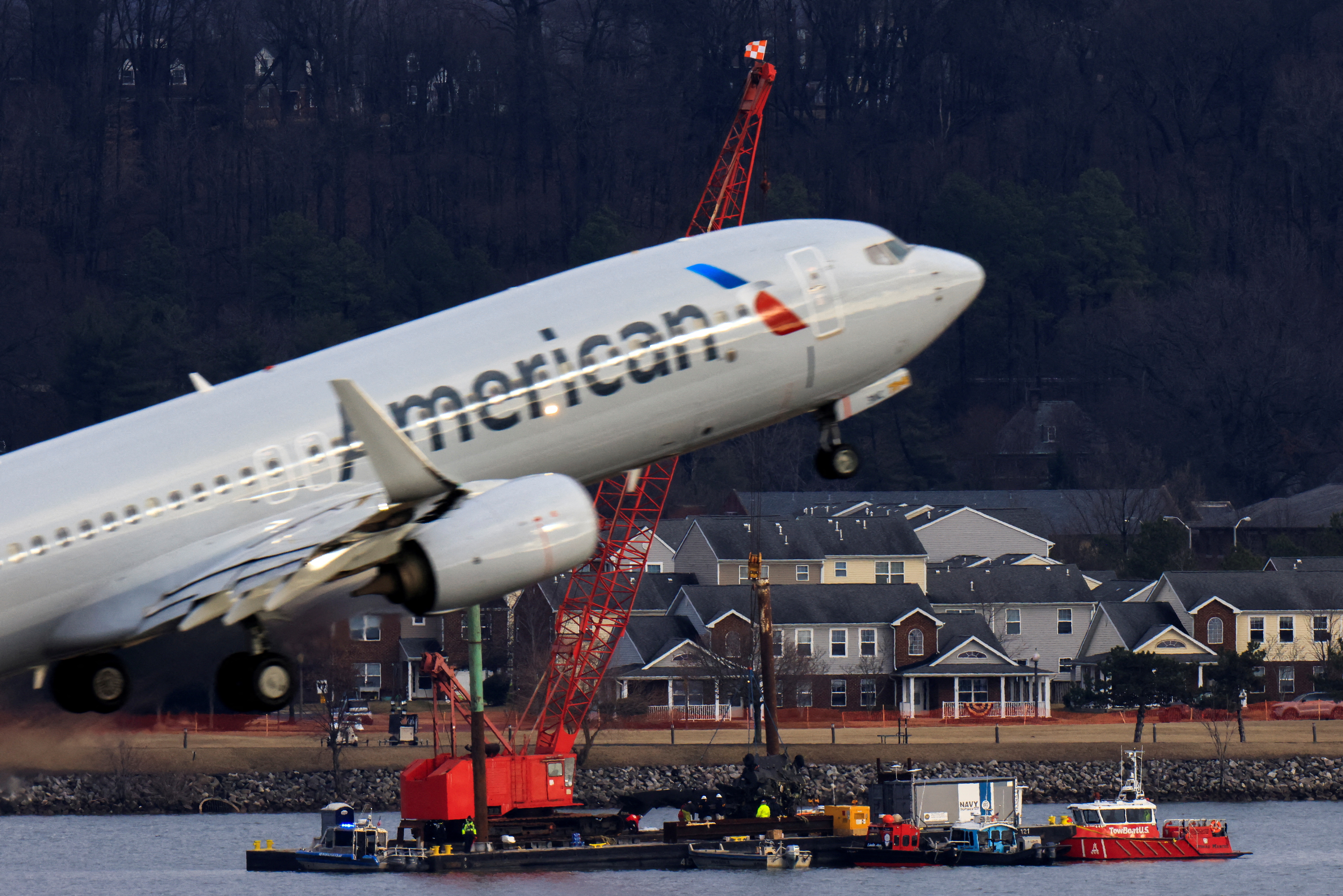 FILE PHOTO: Aftermath of American Eagle flight 5342 crash in the Potomac River near Ronald Reagan Washington National Airport