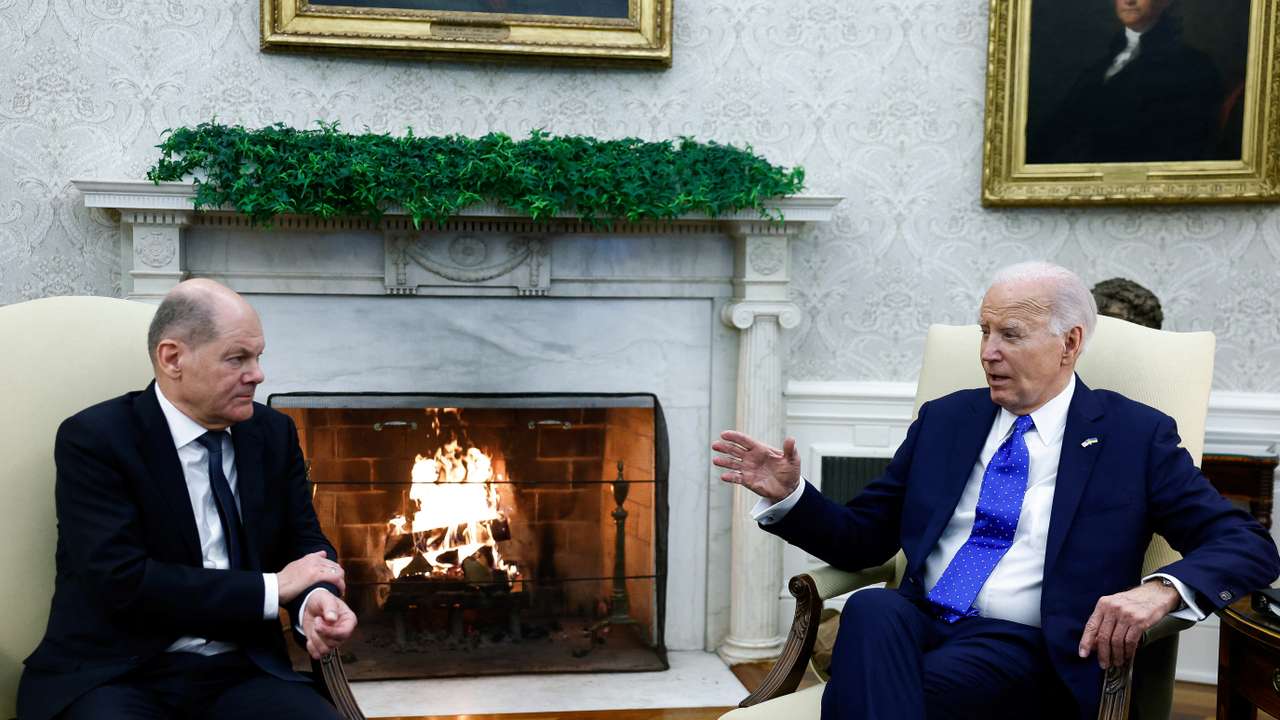 U.S. President Joe Biden and German Chancellor Olaf Scholz meet in Washington
