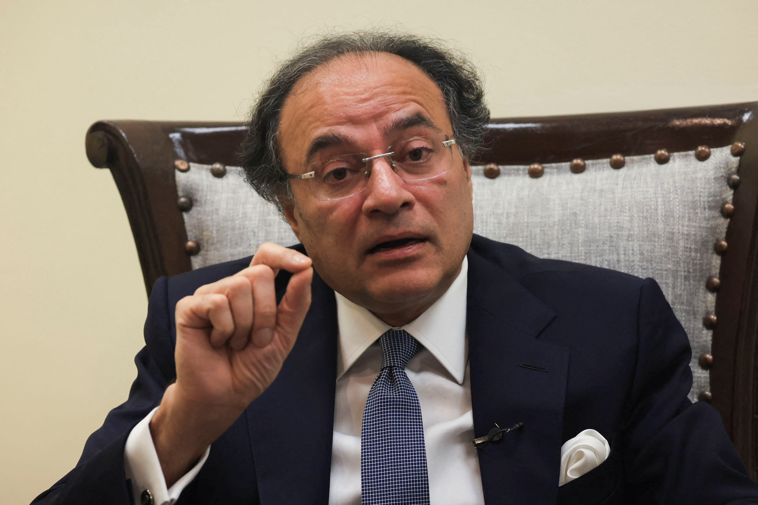 Pakistan Finance Minister Muhammad Aurangzeb attends an interview with Reuters, in Islamabad