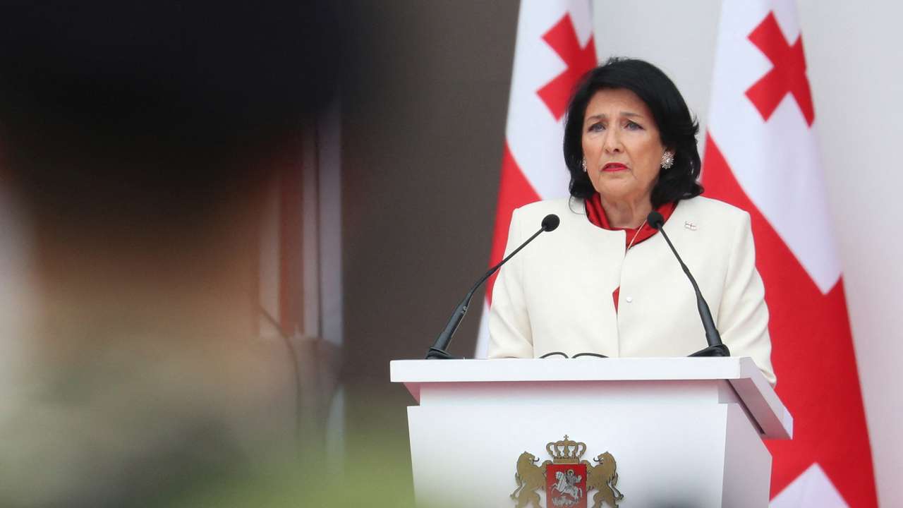 Georgia's President Salome Zourabichvili attends the Independence Day celebrations in Tbilisi