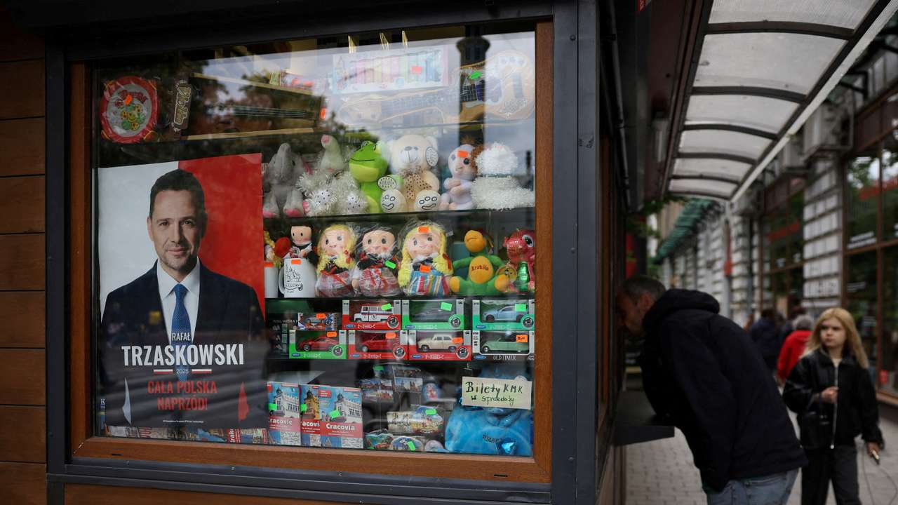 Civic Coalition presidential candidate Trzaskowski holds an election rally in Krakow