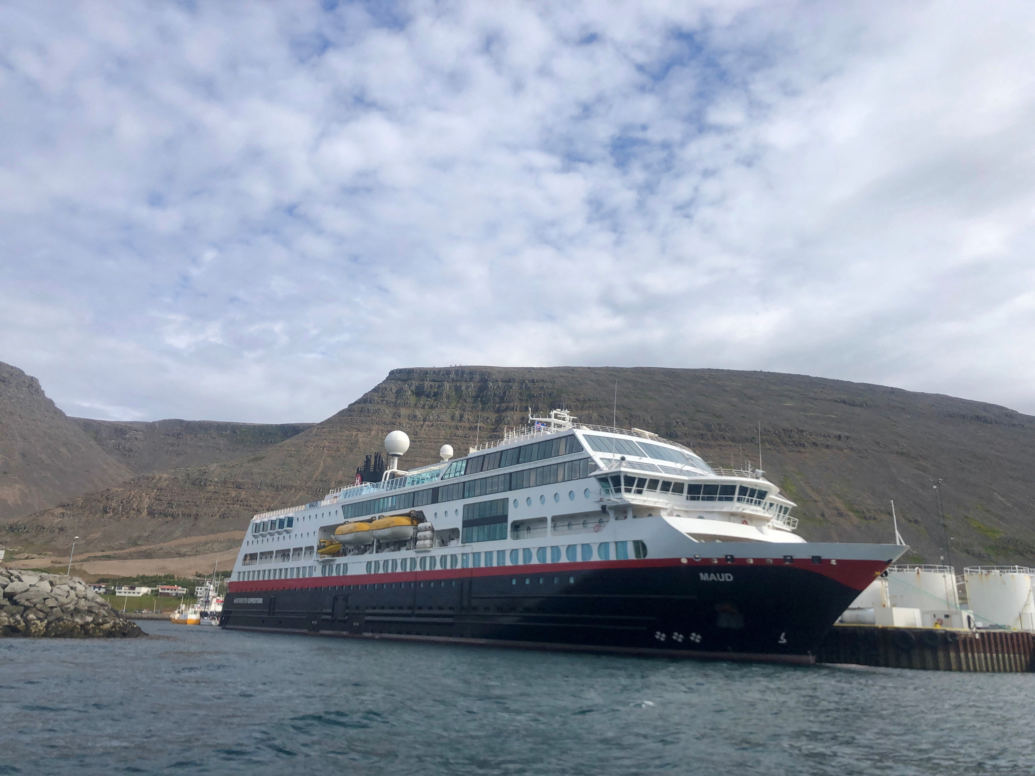A handout image of the Norwegian cruise ship MS Maud, in Westfjords
