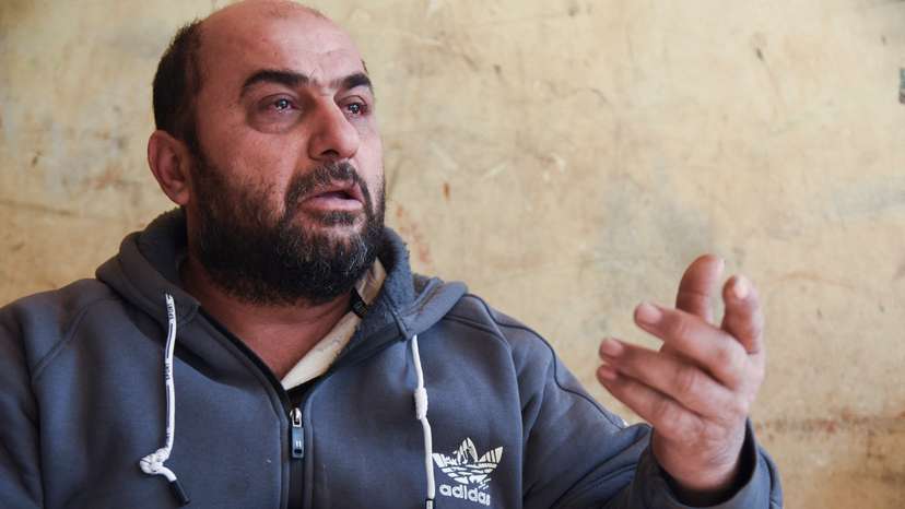 Muammar Al-Ali, gestures during an interview with Reuters in Berqayel