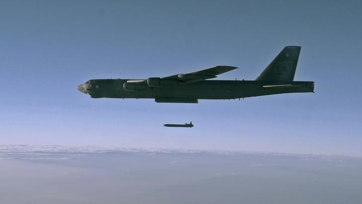An unarmed AGM-86B Air-Launched Cruise Missile is released from a B-52H Stratofortress over the Utah Test and Training Range