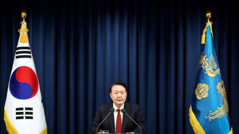 South Korean President Yoon Suk Yeol delivers a speech to declare martial law in Seoul