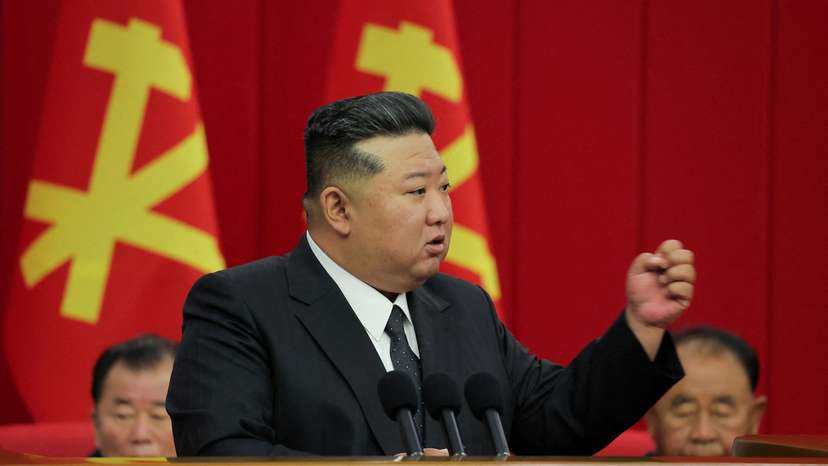 North Korean leader Kim Jong Un attends the 12th Plenary Session of the 8th Central Committee of the Workers' Party of Korea, in Pyongyang
