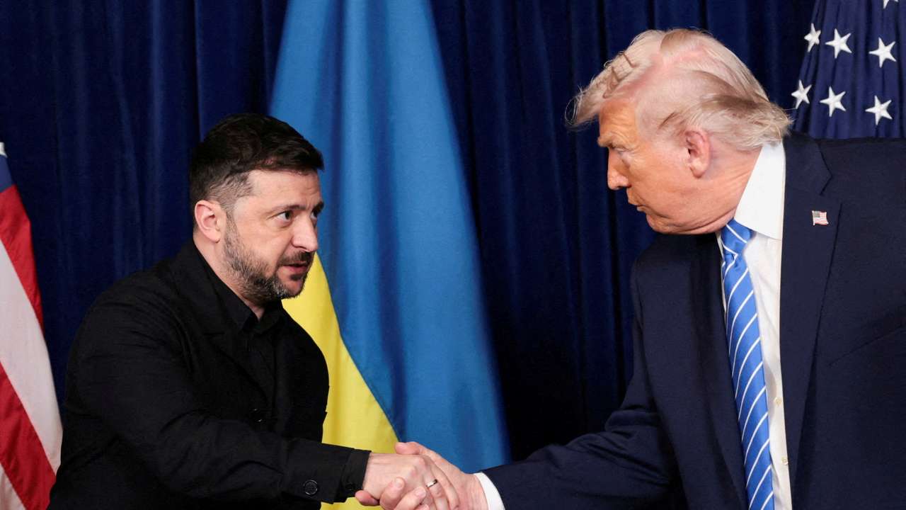 FILE PHOTO: U.S. President Trump meets Ukrainian President Zelenskiy in Florida