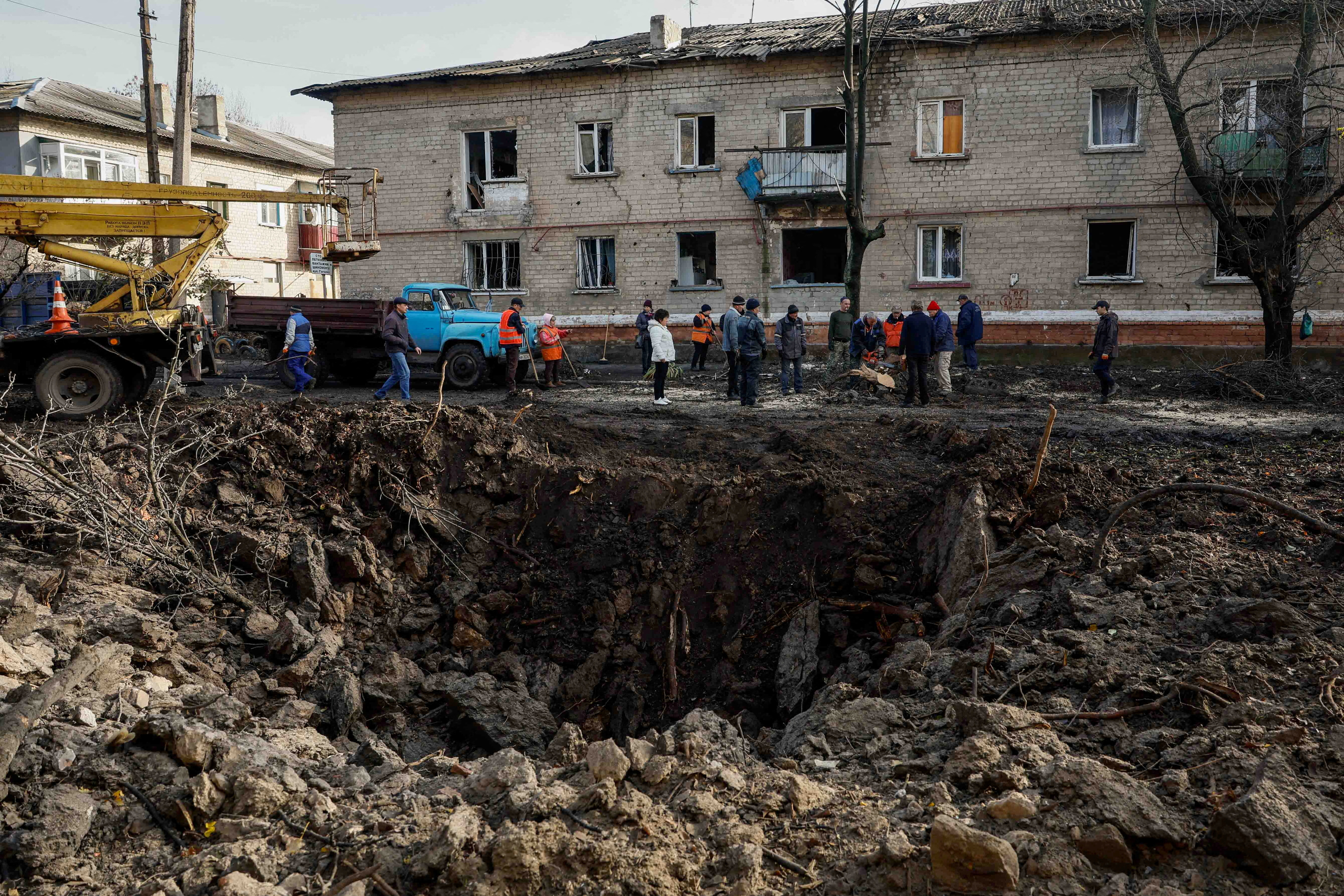 Aftermath of a Russian missile strike in Selydove