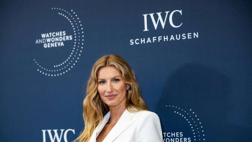 Model Gisele Bundchen poses during a photo wall session with media during the Watches and Wonders fair in Geneva