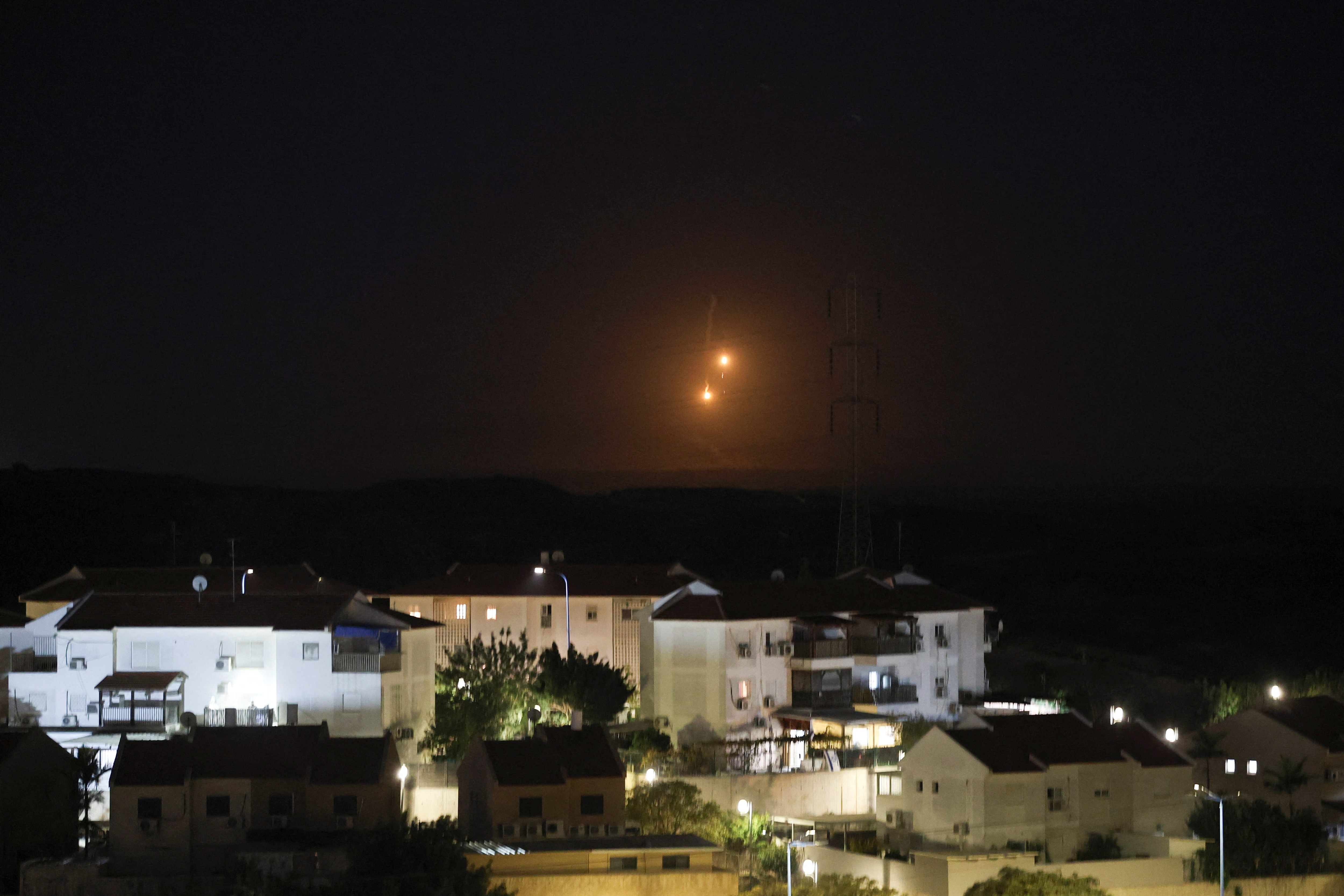 Flare falls over Gaza as seen from southern Israel