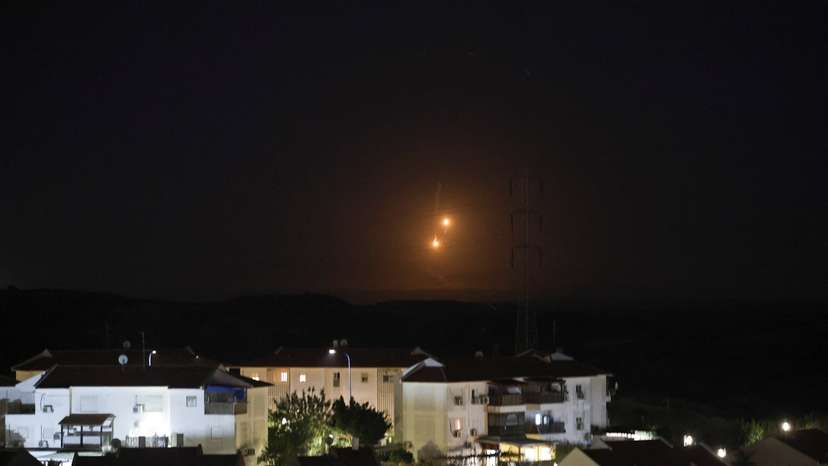 Flare falls over Gaza as seen from southern Israel