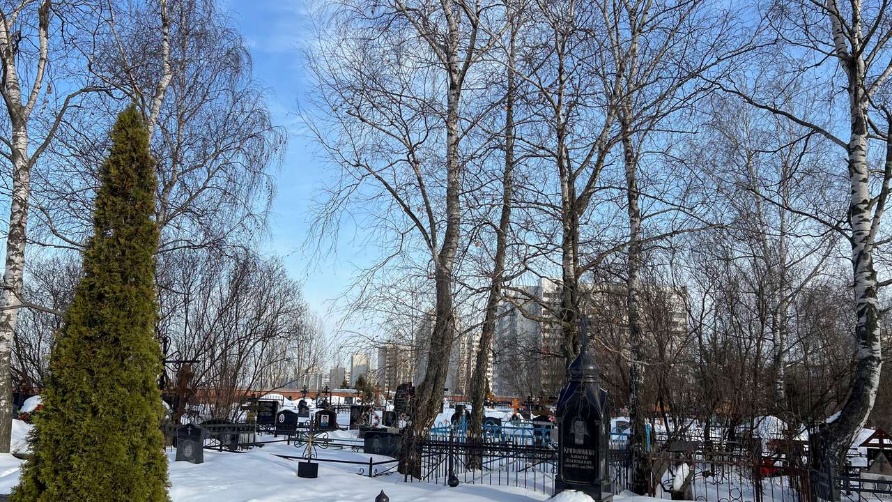 General view of the Borisovskoye cemetery in Moscow