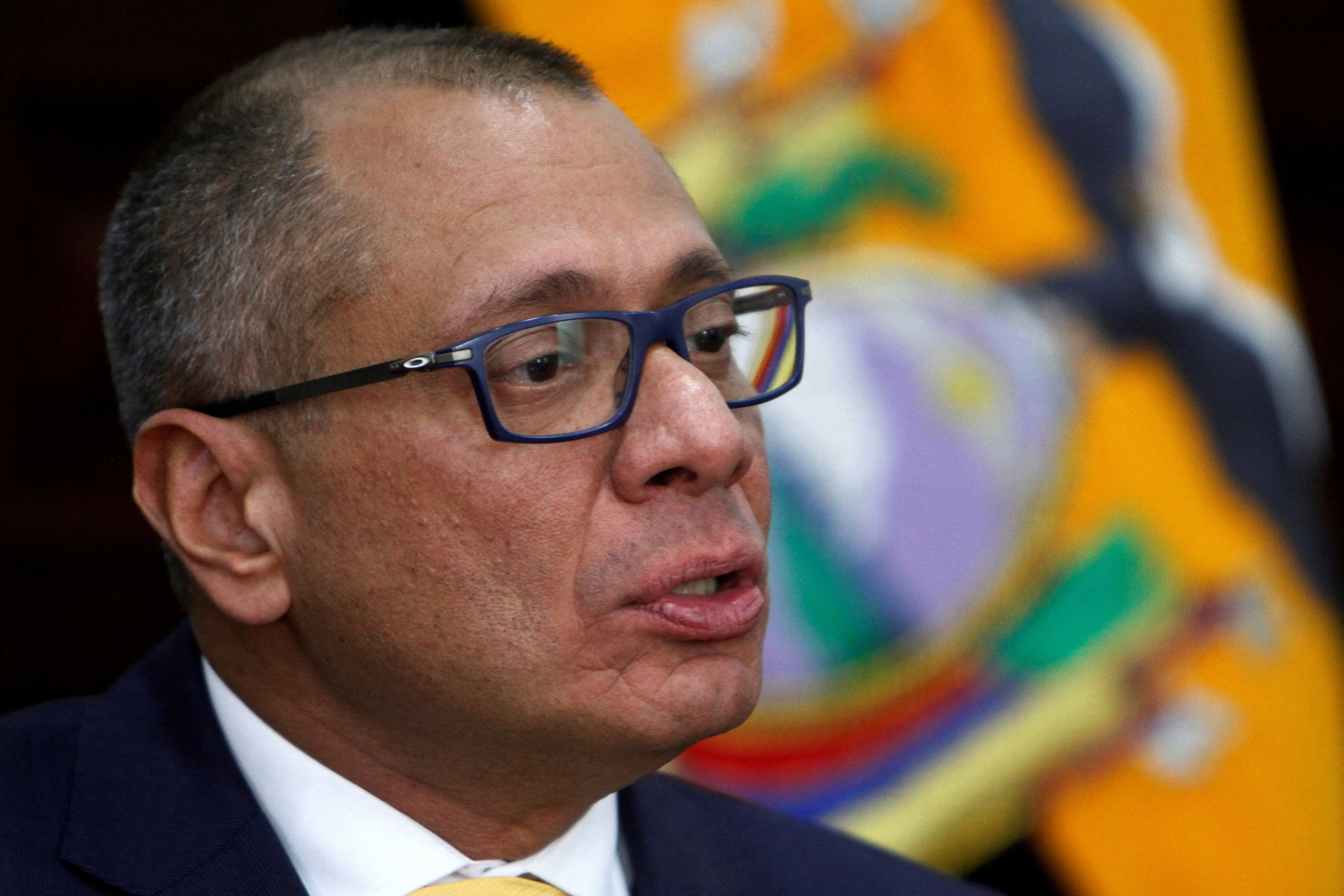 FILE PHOTO: Ecuador's Vice President Jorge Glas talks during an interview with Reuters at the Government Palace in Quito