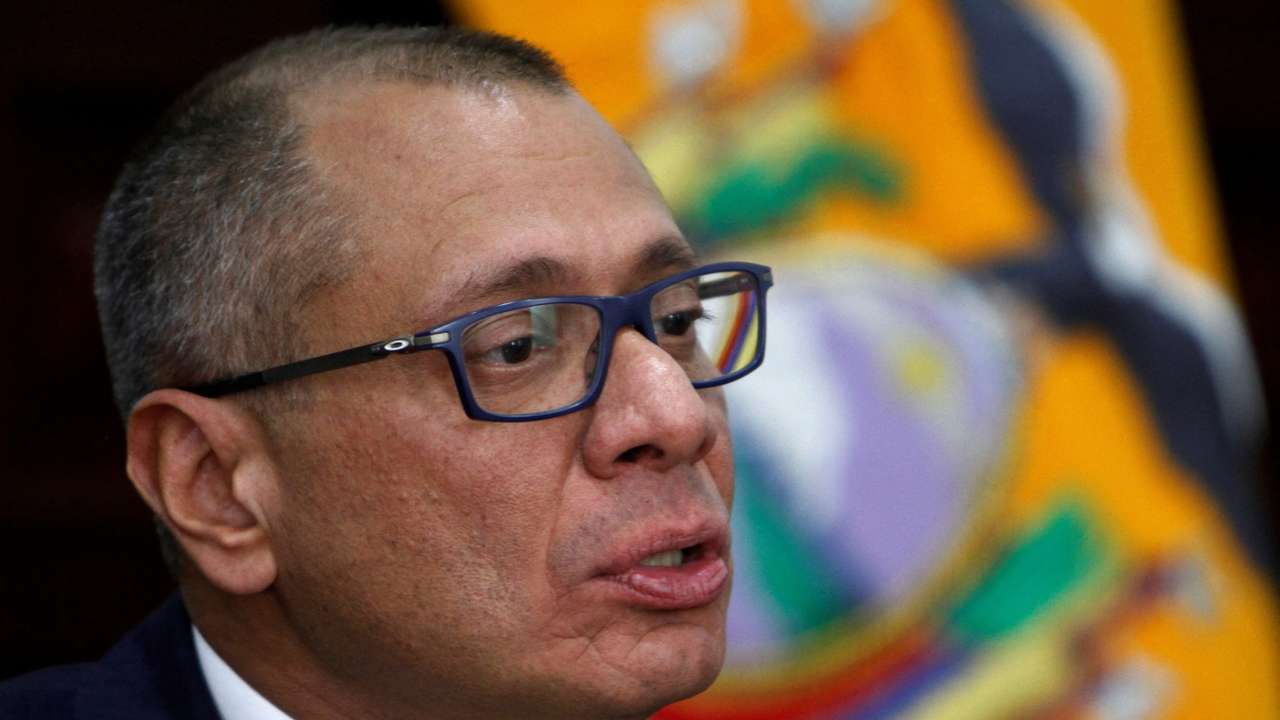 FILE PHOTO: Ecuador's Vice President Jorge Glas talks during an interview with Reuters at the Government Palace in Quito