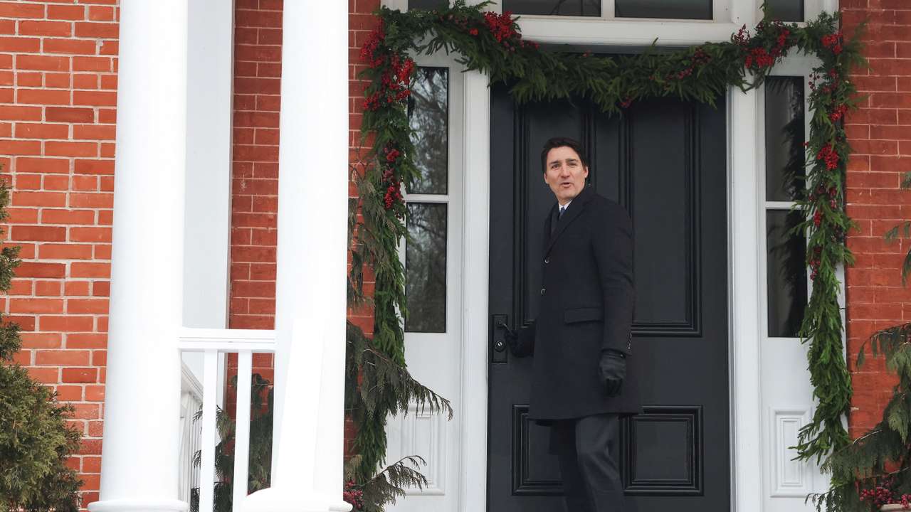 Canada's PM Justin Trudeau announces he intends to step down as Liberal Party leader, at Rideau Cottage, in Ottawa