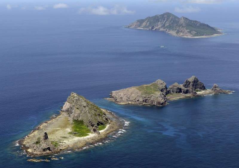 A group of disputed islands, Uotsuri island , Minamikojima and Kitakojima, known as Senkaku in Japan and Diaoyu in China is seen in the East China Sea