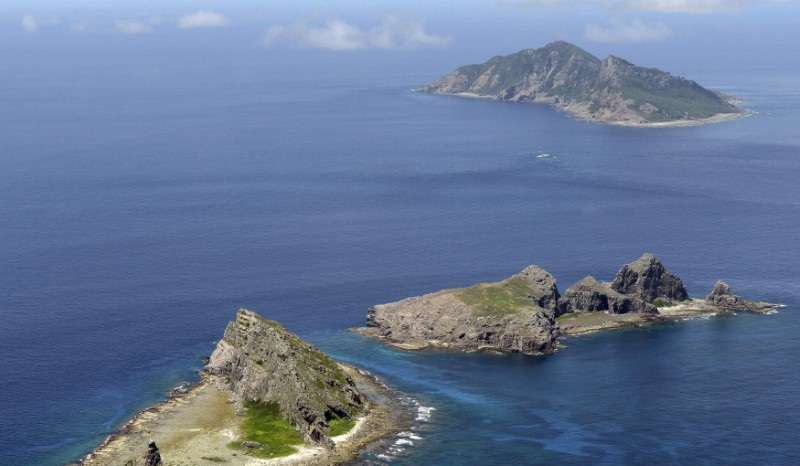 A group of disputed islands, Uotsuri island , Minamikojima and Kitakojima, known as Senkaku in Japan and Diaoyu in China is seen in the East China Sea