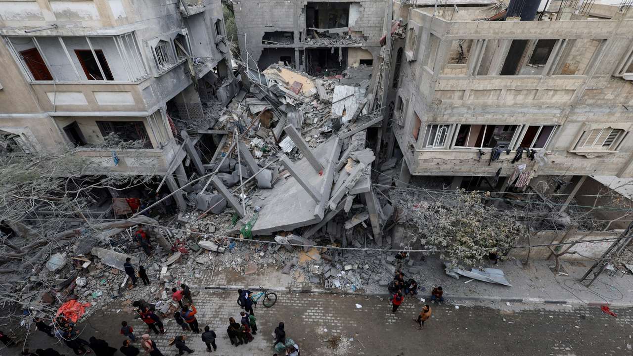 Aftermath of an Israeli strike in Rafah, in the southern Gaza Strip