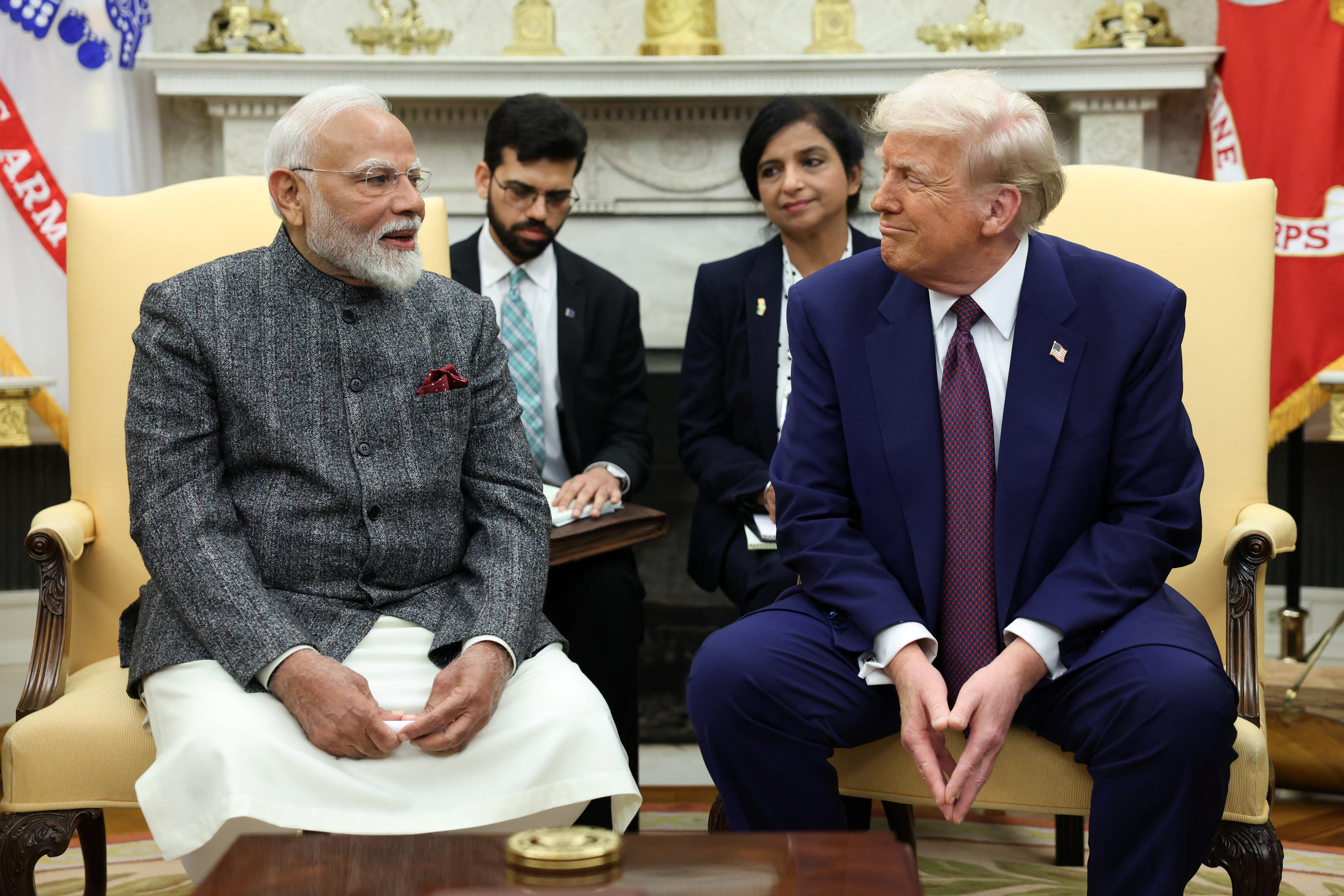 Indian Prime Minister Narendra Modi meets with U.S. President Donald Trump at the White House