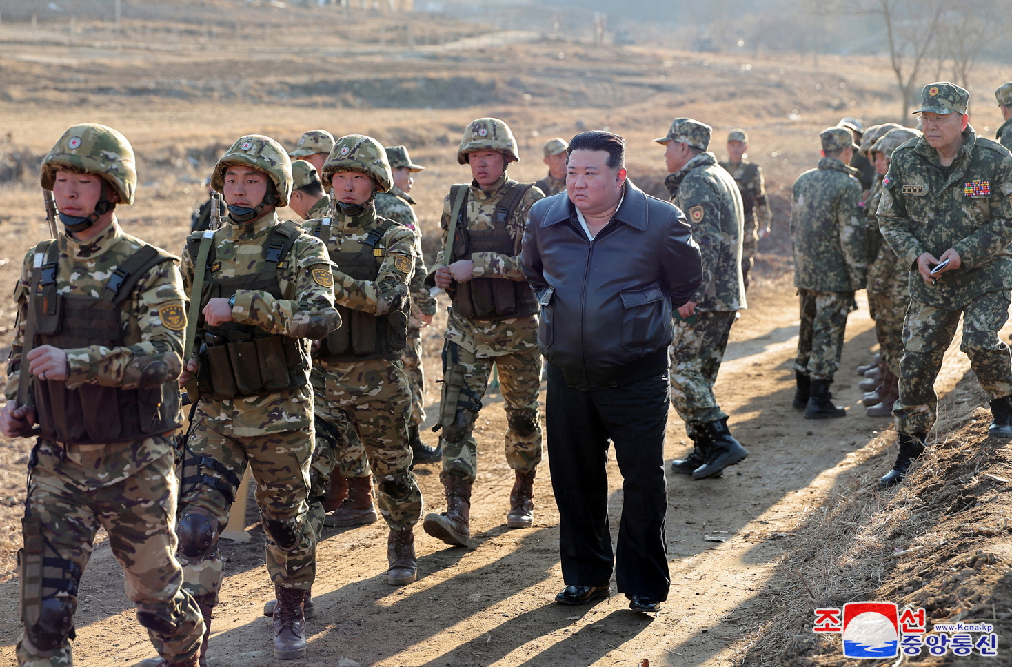 North Korean leader Kim Jong Un inspects field training of troops in the western region of the country