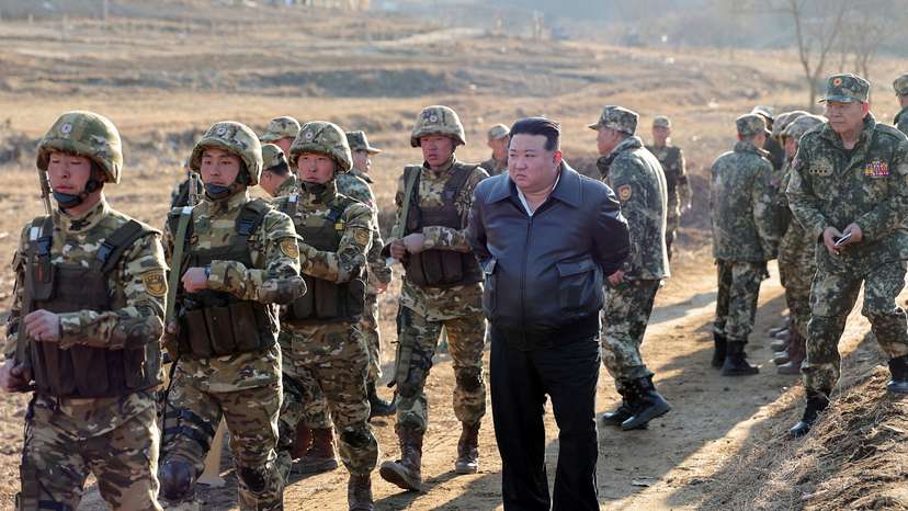 North Korean leader Kim Jong Un inspects field training of troops in the western region of the country