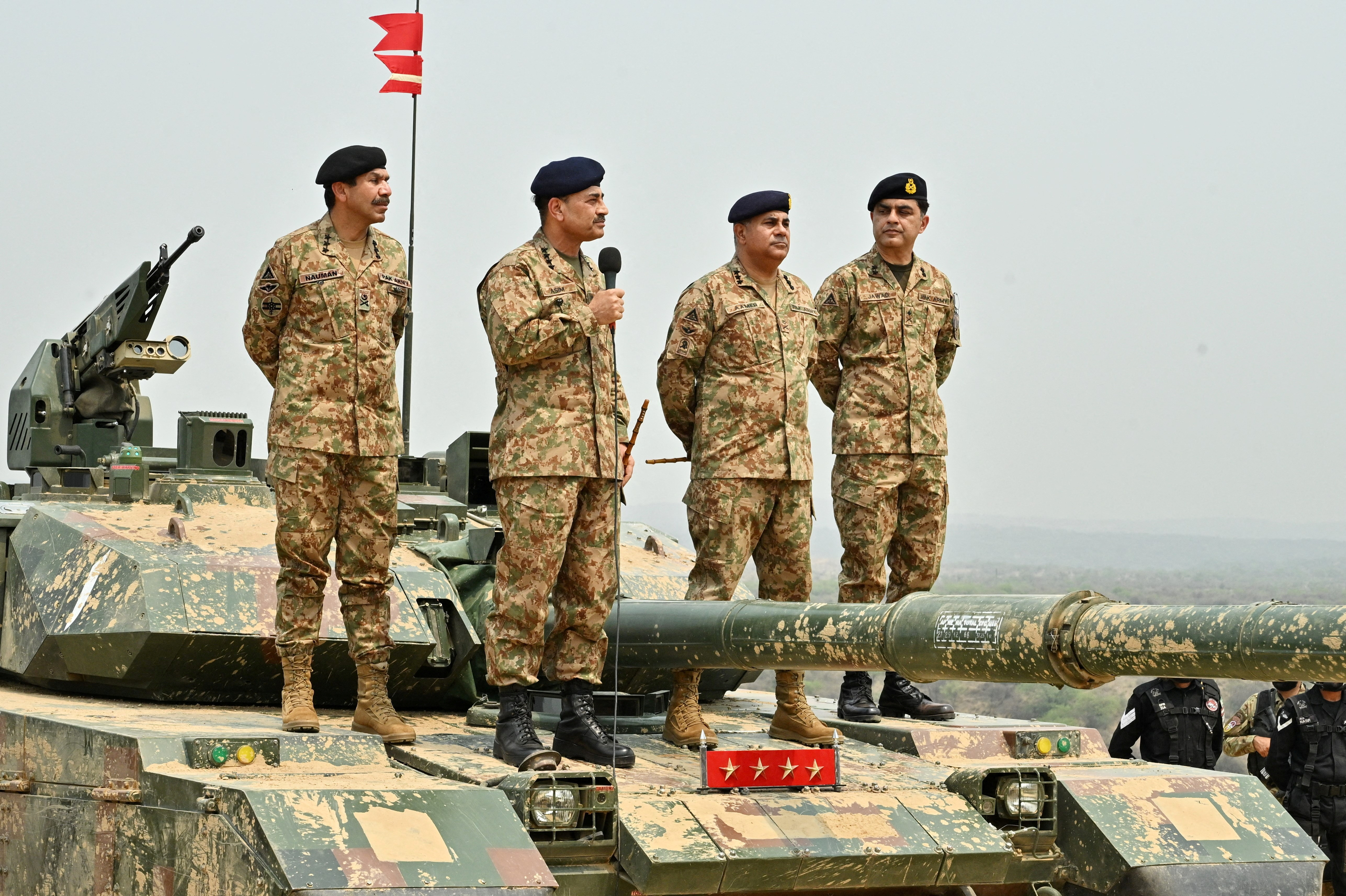 FILE PHOTO: Chief of Army Staff of Pakistan Asim Munir visits the Tilla Field Firing Ranges to witness the Exercise Hammer Strike, a high-intensity field training exercise conducted by the Pakistan Army's Mangla Strike Corps, in Mangla