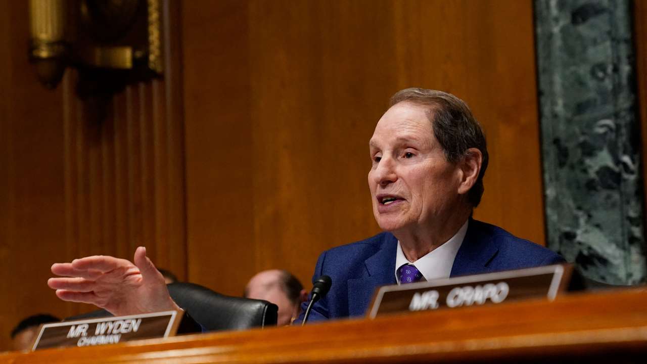 U.S. Senator Ron Wyden (D-OR) speaks during a Senate Finance Committee hearing on the 2025 budget on Capitol Hill in Washington
