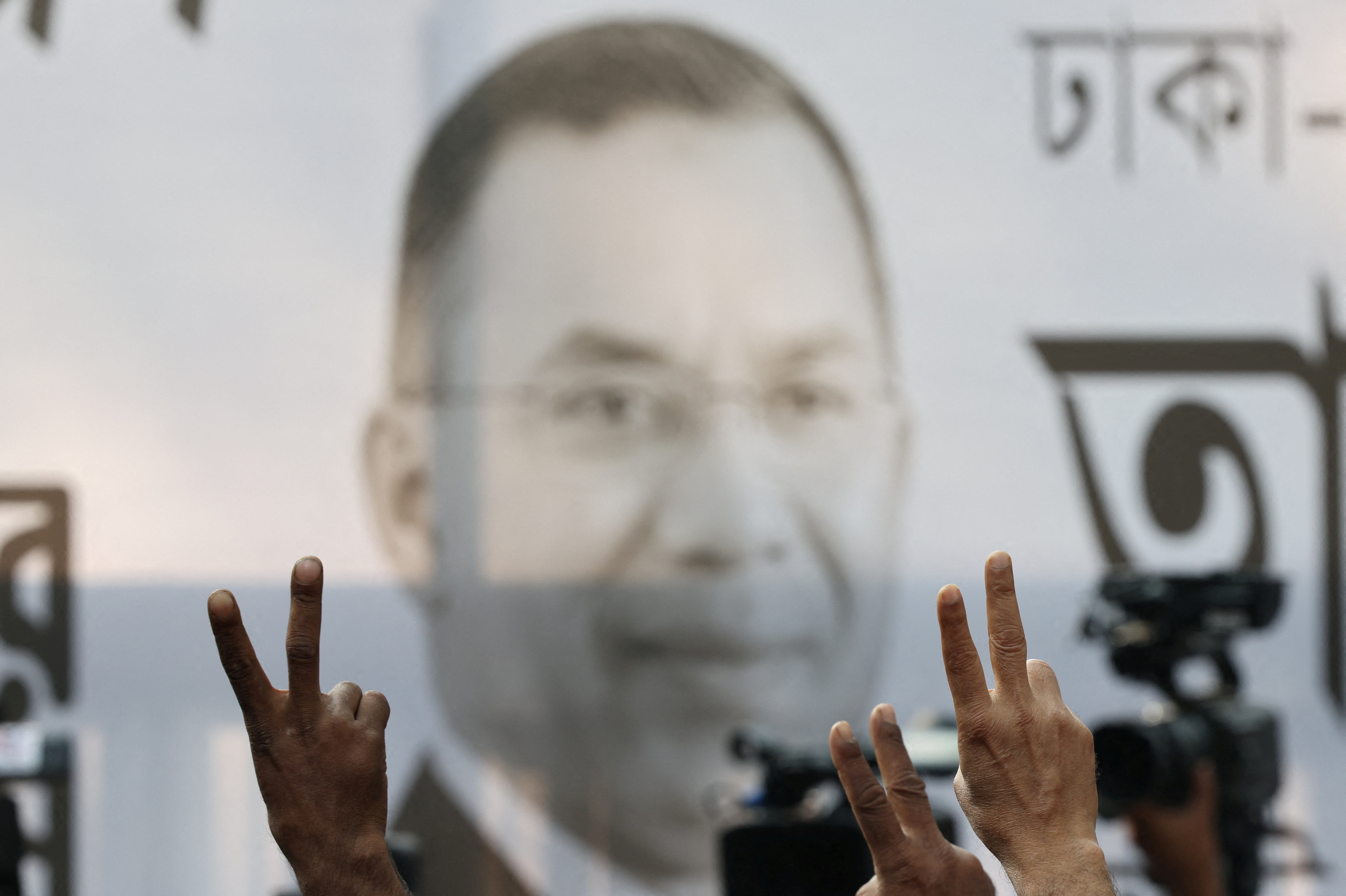 Tarique Rahman, chairman of Bangladesh Nationalist Party, moves on a car to go to the mosque to attend Friday prayer, following the unofficial victory on 13th general election, in Dhaka