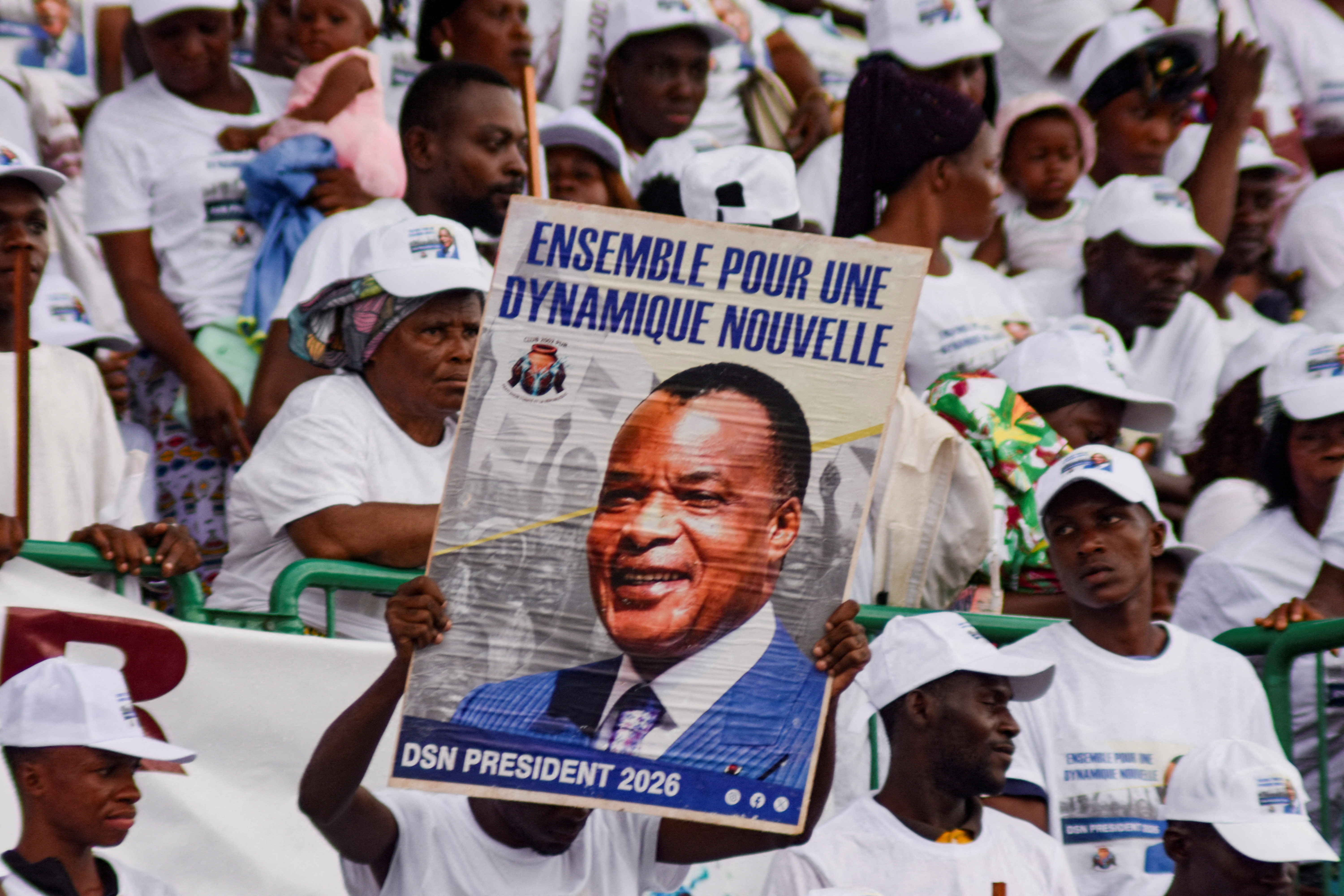 FILE PHOTO: Supporters of outgoing president Denis Sassou Nguesso, who is running for re-election, take part in a campaign rally in Brazzaville