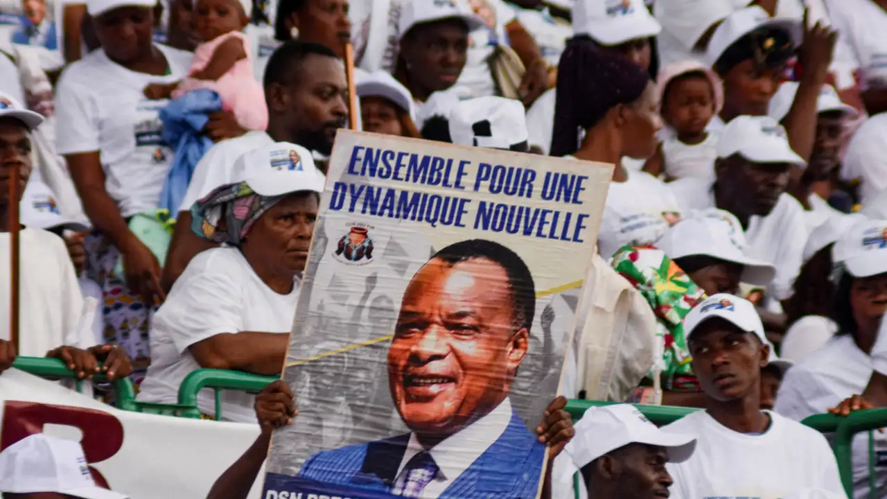 FILE PHOTO: Supporters of outgoing president Denis Sassou Nguesso, who is running for re-election, take part in a campaign rally in Brazzaville