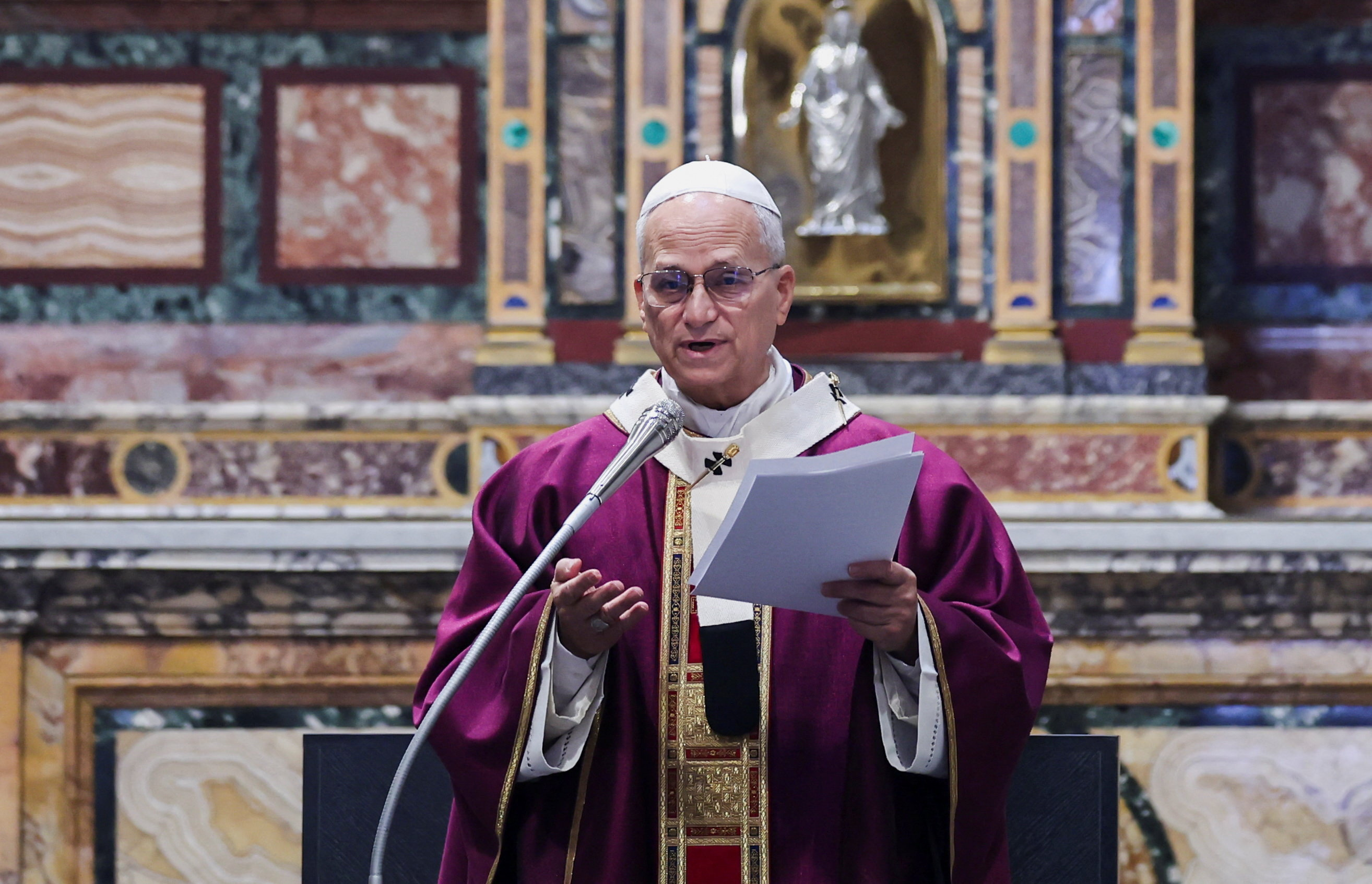 Pope Leo XIV celebrates Mass in the parish of the Sacred Heart of Jesus in Castro Pretorio