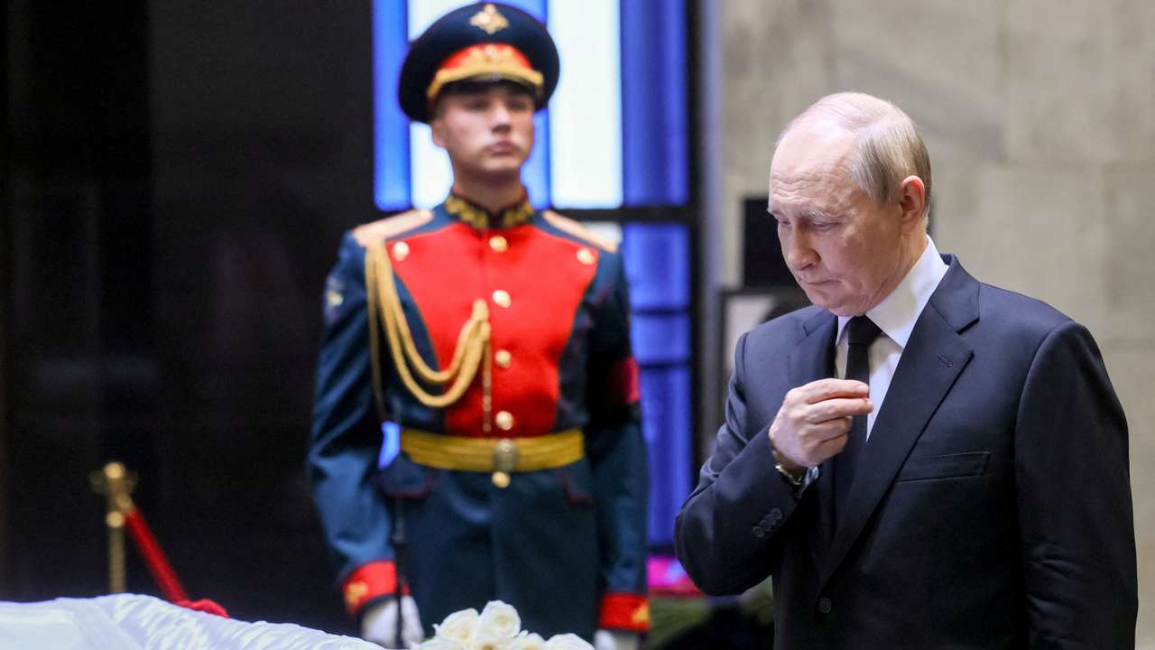 Russian President Vladimir Putin attends a farewell ceremony for Russian Supreme Court Chief Justice Irina Podnosova in Moscow