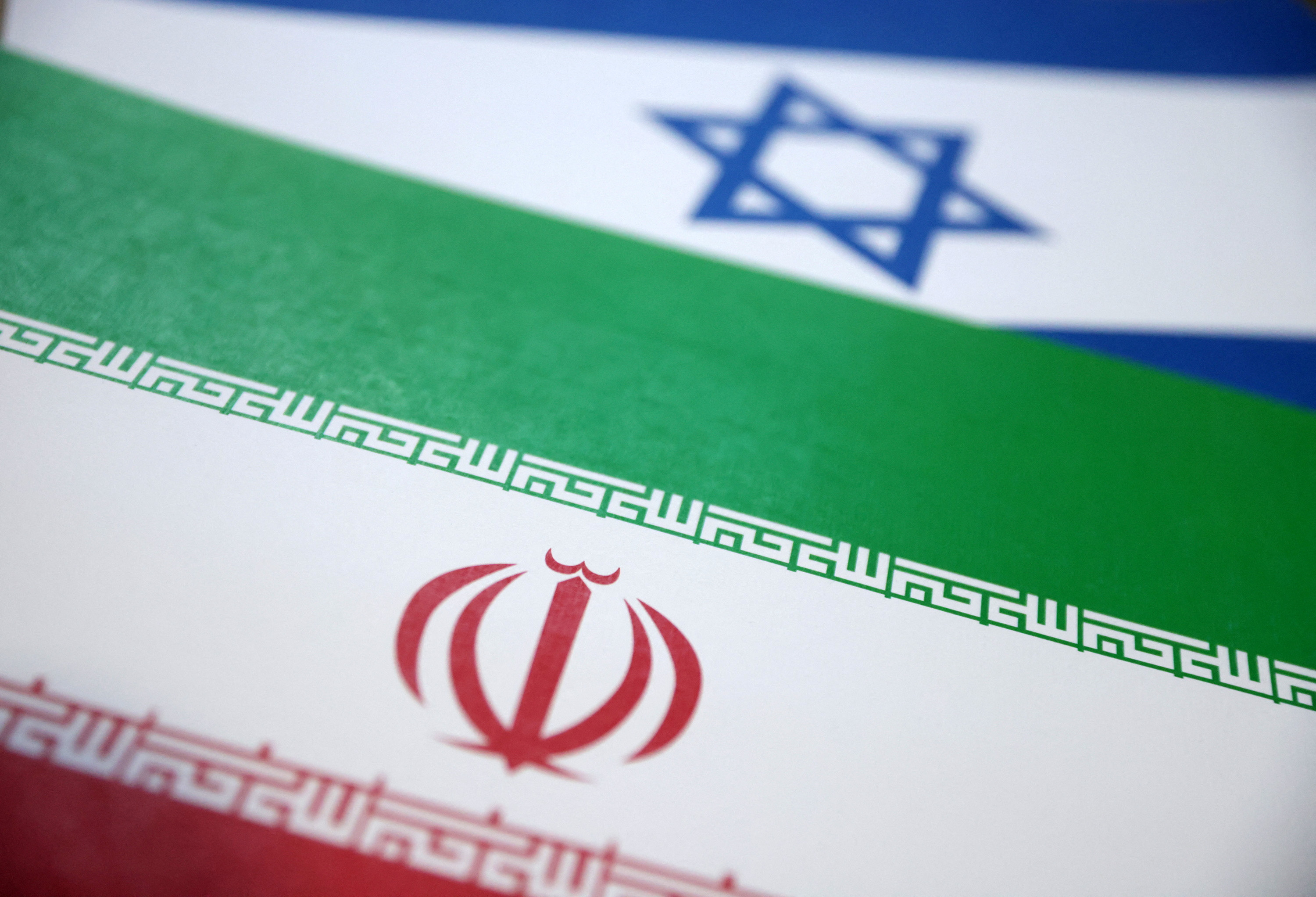 Illustration shows Israel and Iran flags
