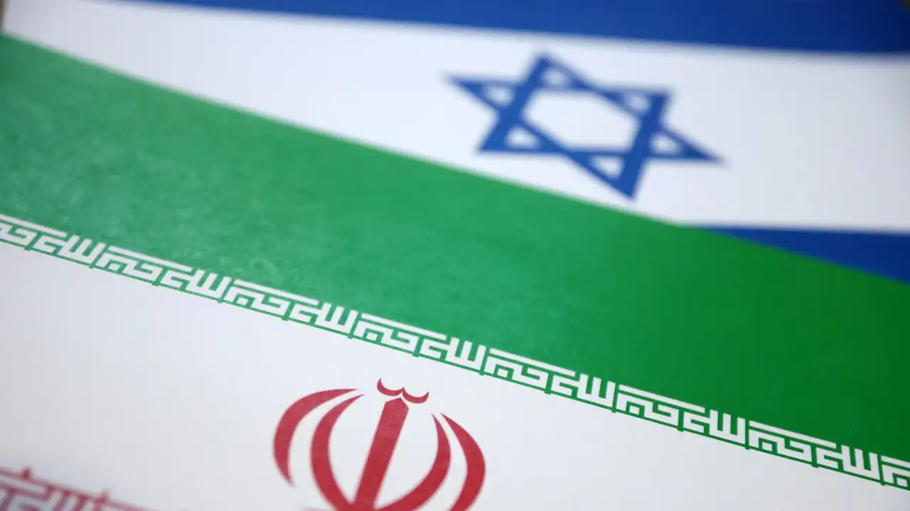 Illustration shows Israel and Iran flags