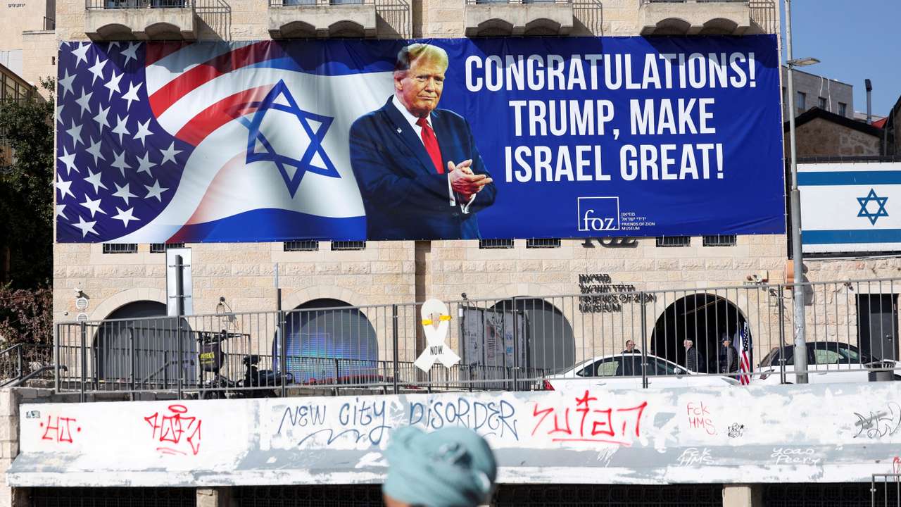 Congratulatory billboards for U.S. President-elect Donald Trump in Jerusalem