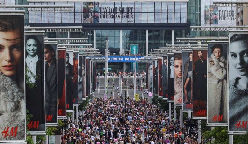 Fans gather for Taylor Swift's concert at Wembley Stadium, in London