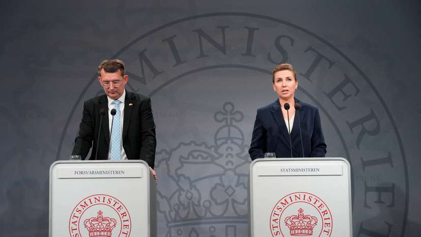 Denmark's Prime Minister Mette Frederiksen and Deputy Prime Minister and Minister of Defense Troels Lund Poulsen hold a press conference on defense cooperation with the United States, in Copenhagen