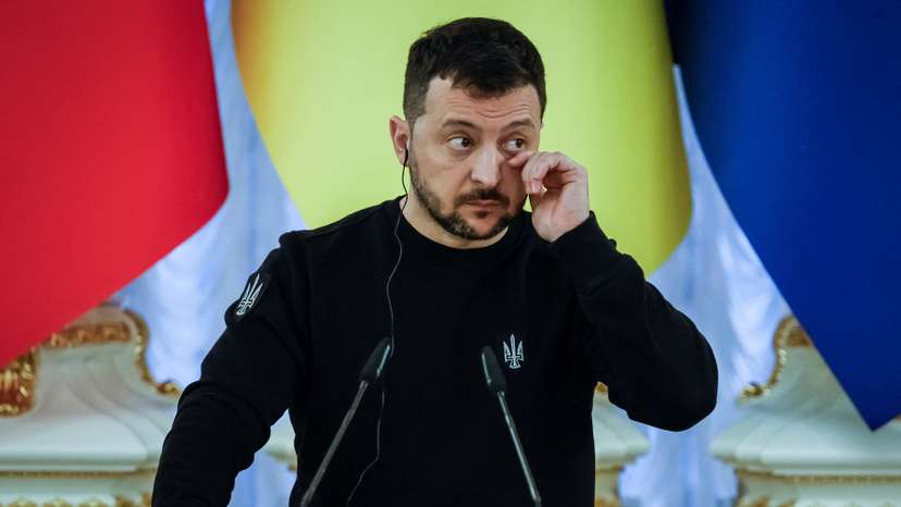 Ukrainian President Zelenskiy attends a joint press conference with EU and Canadian leaders, in Kyiv