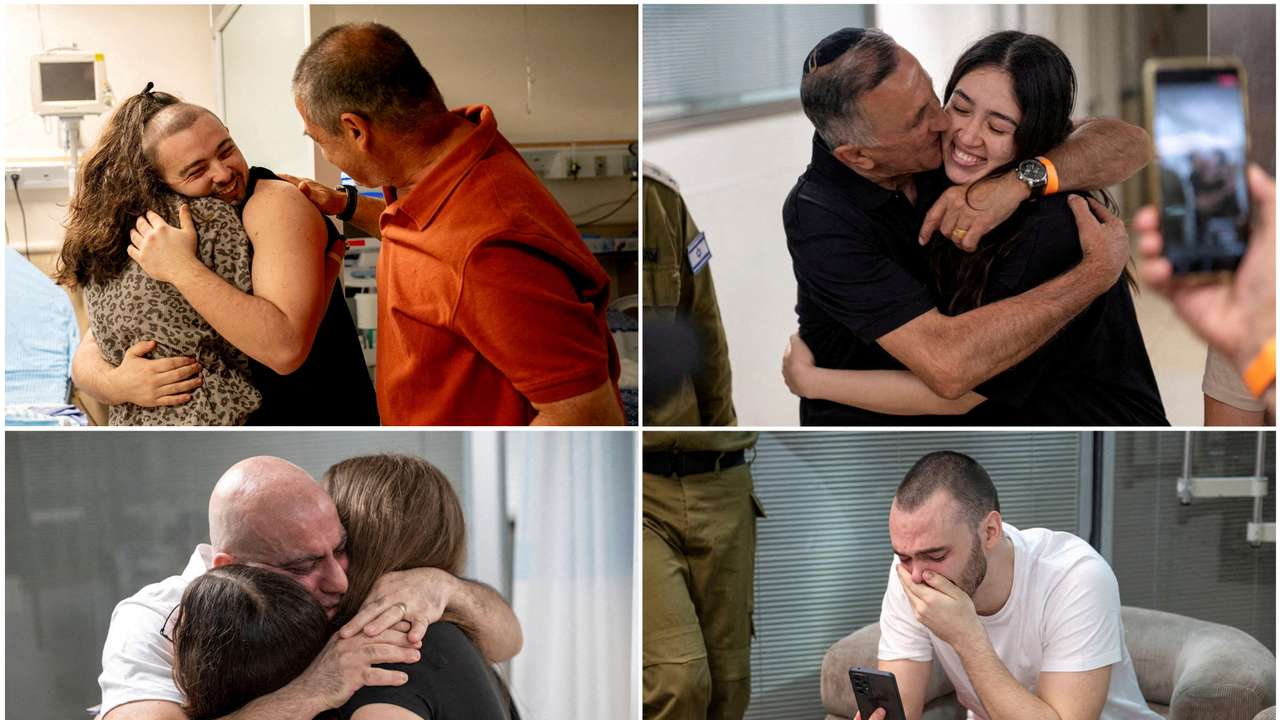 Combination picture shows the four people that were taken hostage by Hamas and were rescued by the Israeli forces alive from the central Gaza Strip