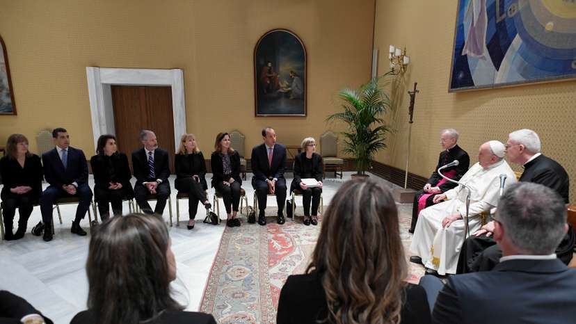 Pope Francis meets with the United States Holocaust Memorial Museum's delegation members at the Vatican