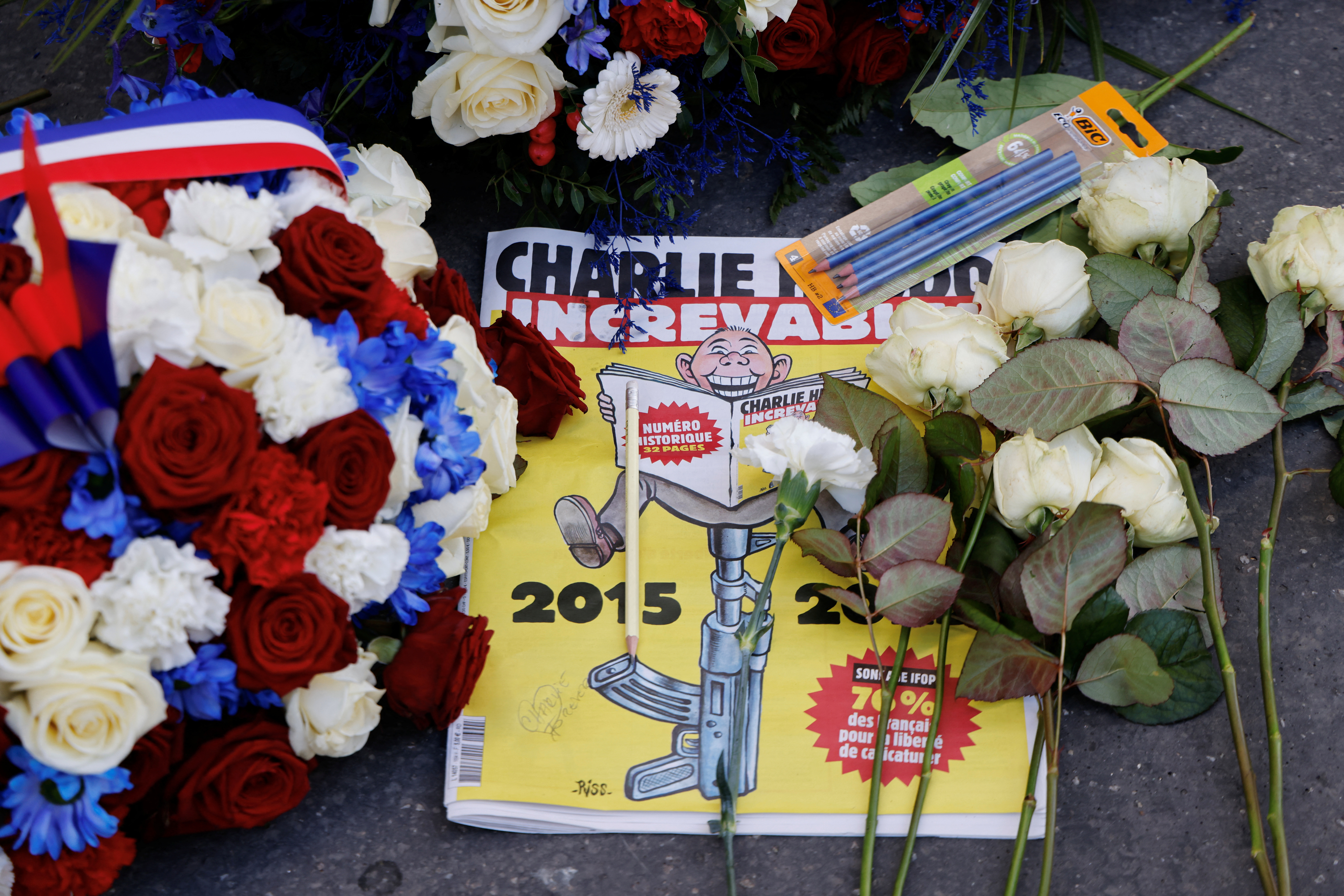 Commemoration marking 10 years since an Islamist attack on the satirical newspaper Charlie Hebdo, in Paris