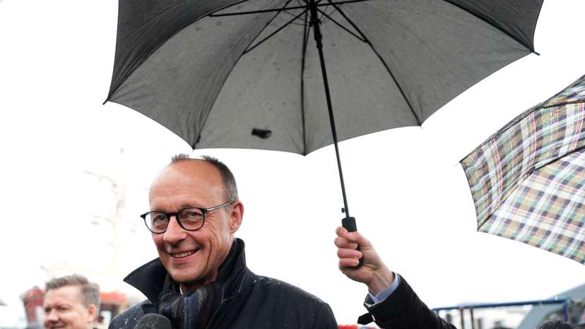 CDU leader and top candidate for the upcoming general election Friedrich Merz visits Hamburg