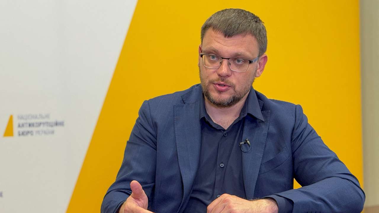 FILE PHOTO: NABU director Kryvonos speaks during an interview with Reuters in Kyiv