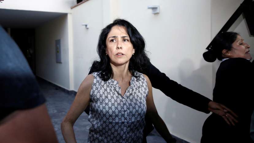Peru's former first lady Nadine Heredia arrives home after leaving jail, in Lima