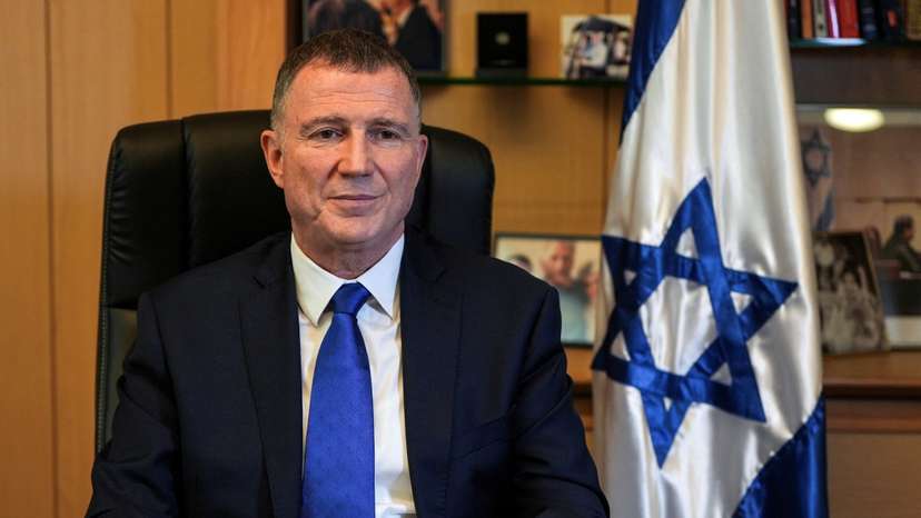 Yuli Edelstein, the head of the Knesset Foreign Affairs and Defence Committee is photographed during an interview with Reuters in his office in the Knesset, Israel's parliament in Jerusalem