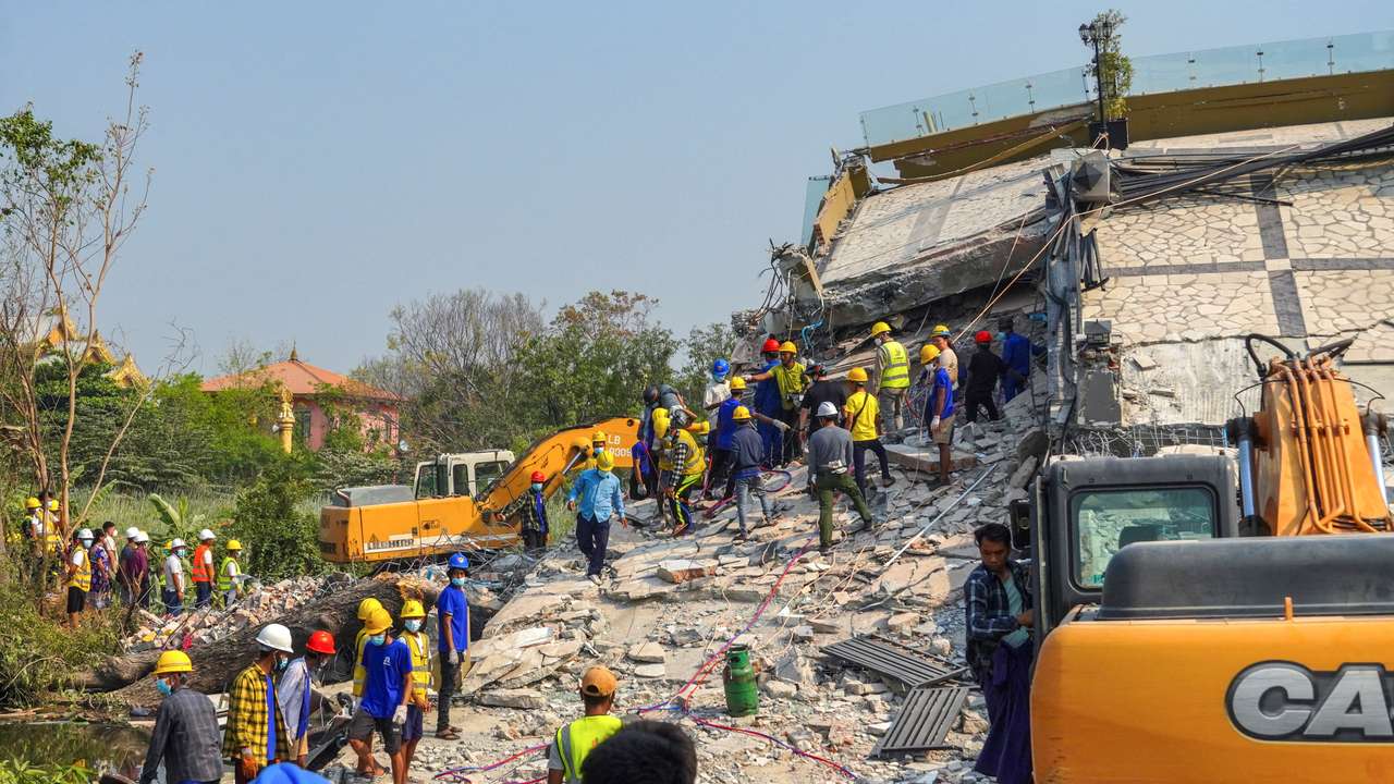 Aftermath of a strong earthquake, in Mandalay
