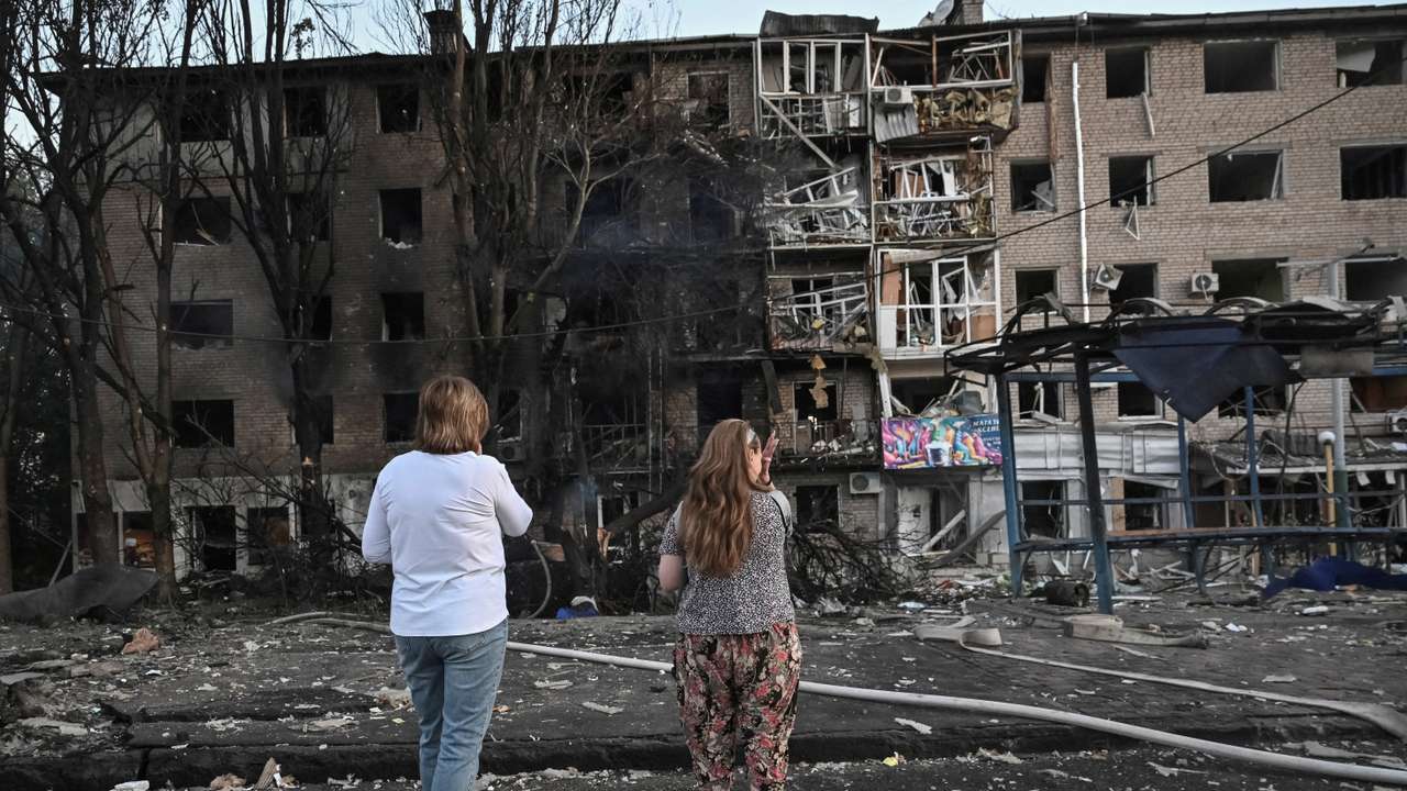 Aftermath of a Russian drone and missile strike in Zaporizhzhia